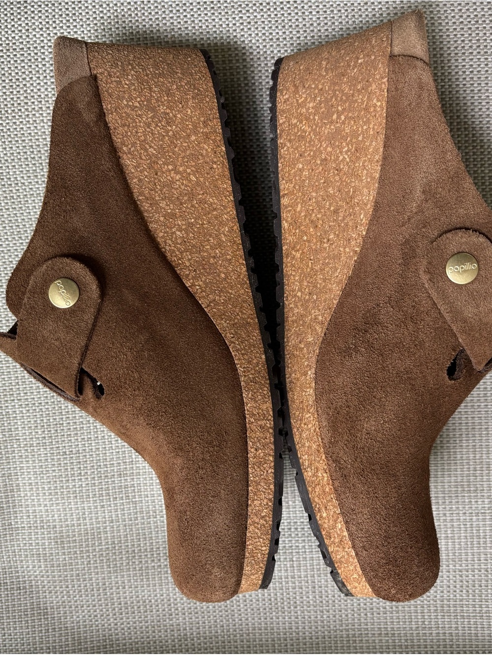 Papillio Brown Suede Wedge Clogs